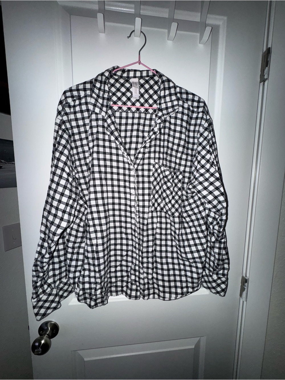 Auden Black and White Plaid Button-Down Sleep Shirt